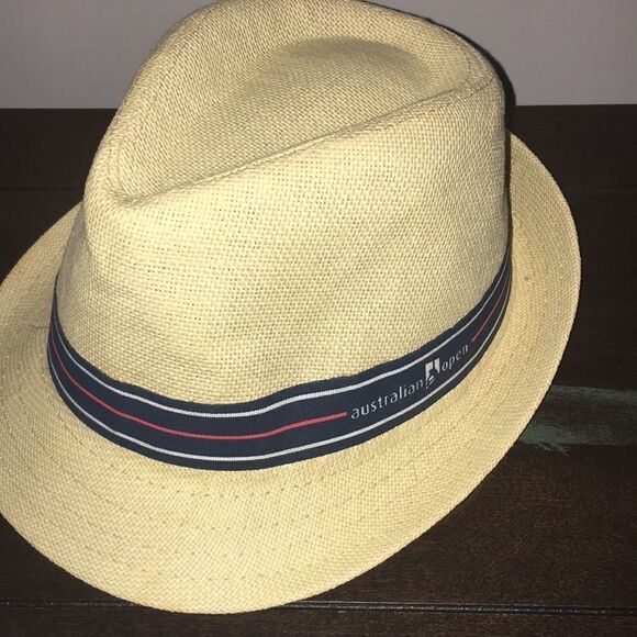Collector Australian AO Open Tennis Aussie Fedora Straw Cap Hat unisex Melbourne - Picture 1 of 3
